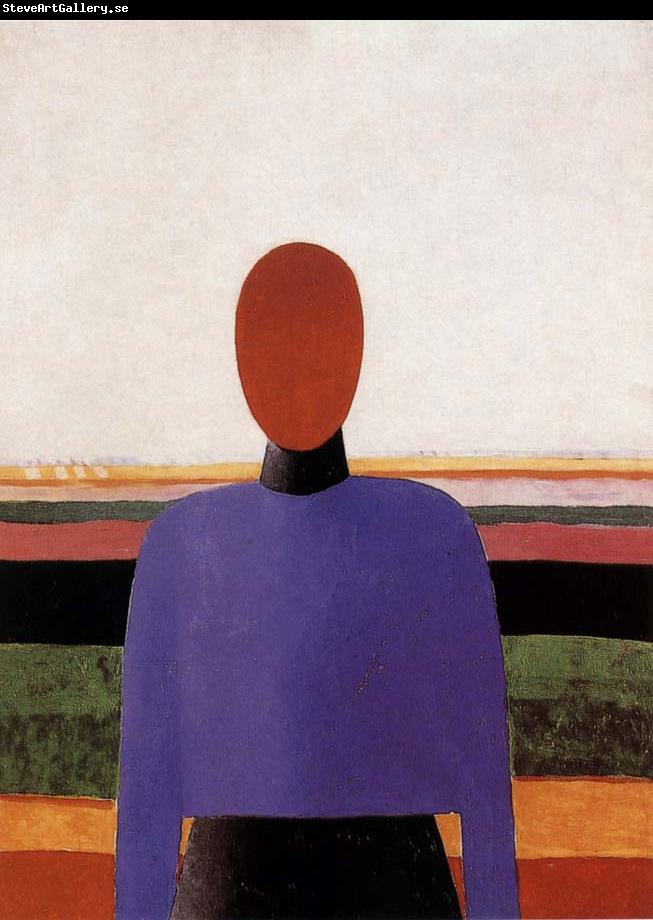 Kasimir Malevich The Bust of girl  wear purple dress